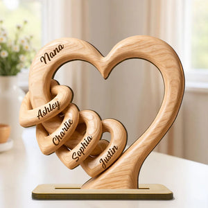 Personalized Heart  Wooden Plaque - Gift For Mom Wife