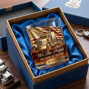 250 Years Of Freedom Round Glass - Personalized Gifts For Trucker Lovers