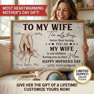 Family Holding Hands Personalized Poster - Mother's Day Gift For Wife