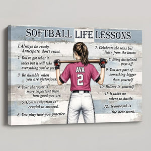 Personalized Baseball & Softball Life Lessons Poster - Gift for Sports Families
