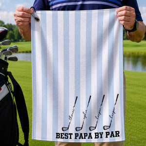 Custom Waffle Weave Golf Towel with Golf Club Design, Creative Father's Day Gift for Papa's Golf Bag