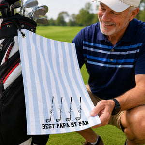 Custom Waffle Weave Golf Towel with Golf Club Design, Creative Father's Day Gift for Papa's Golf Bag