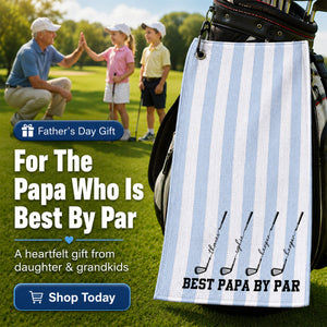 Custom Waffle Weave Golf Towel with Golf Club Design, Creative Father's Day Gift for Papa's Golf Bag