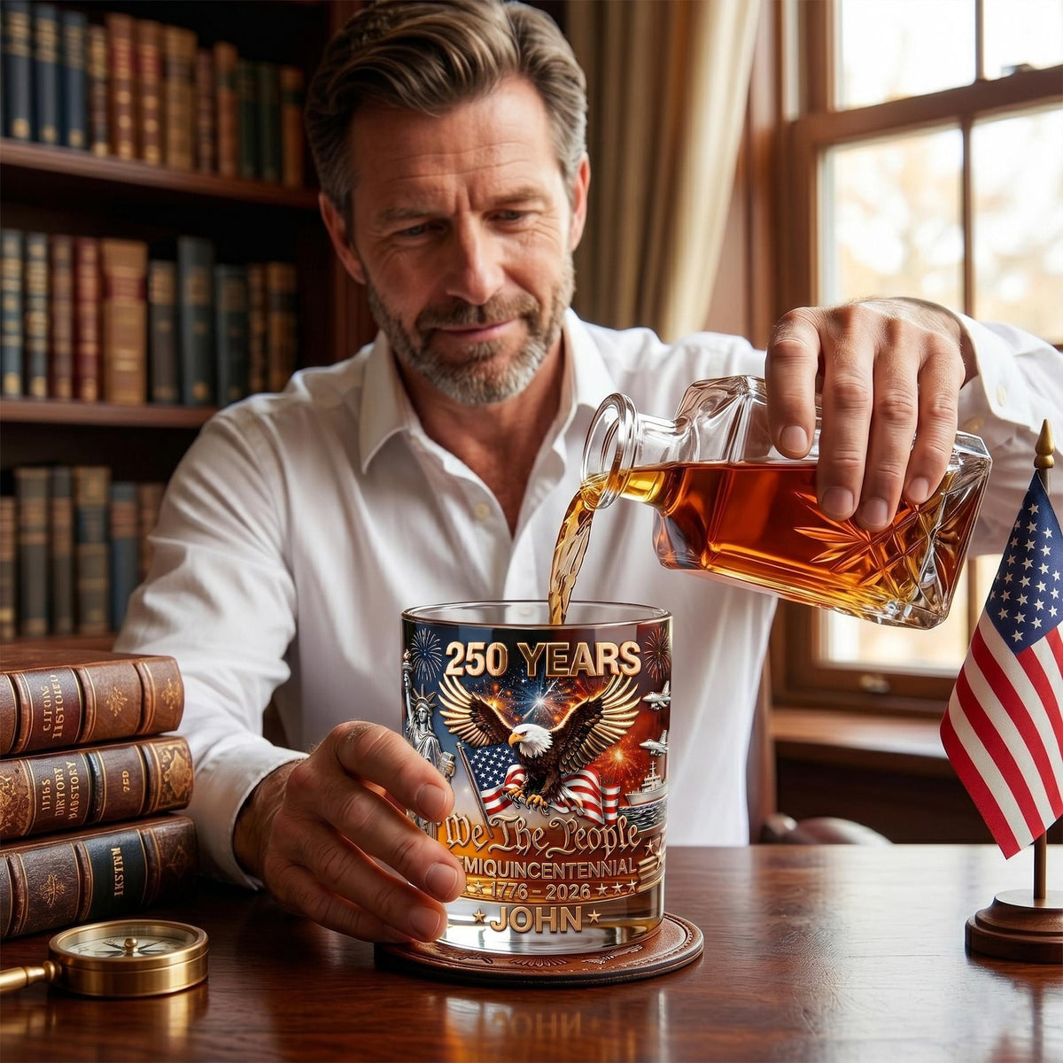 Personalized USA 250th Whiskey Glass-Gift For Men