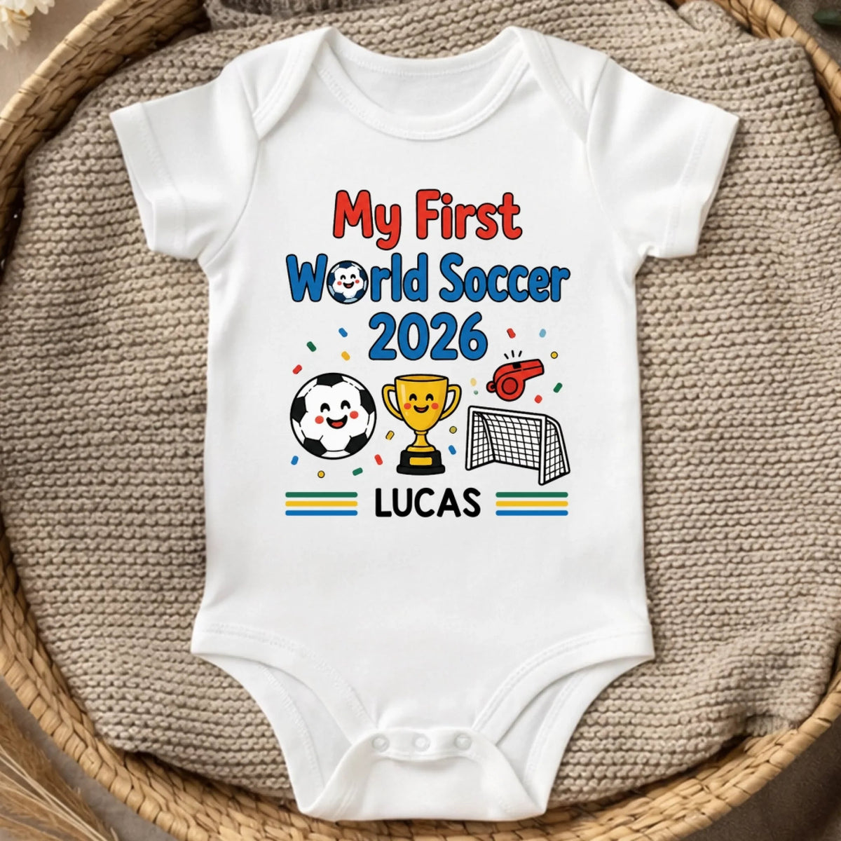 Personalized World Football Gold Cup Baby Onesie-Gift For Football Lovers, New Moms, New Dads