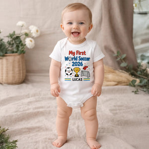 Personalized World Football Gold Cup Baby Onesie-Gift For Football Lovers, New Moms, New Dads