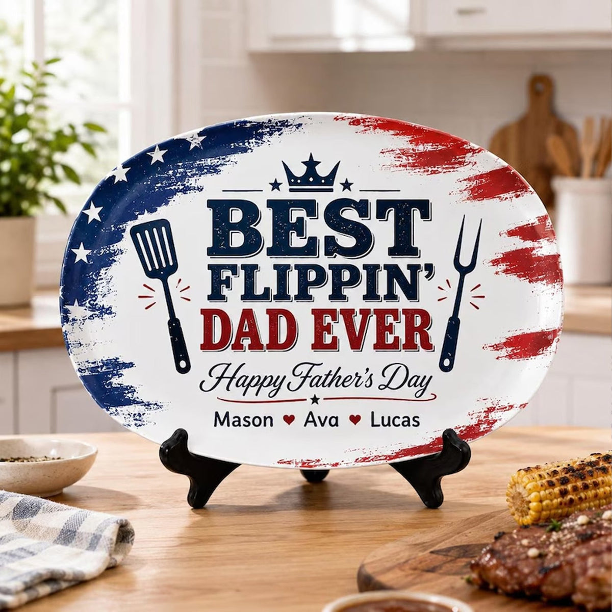 Personalized Best Dad Grilling Plate-Gift For Dad