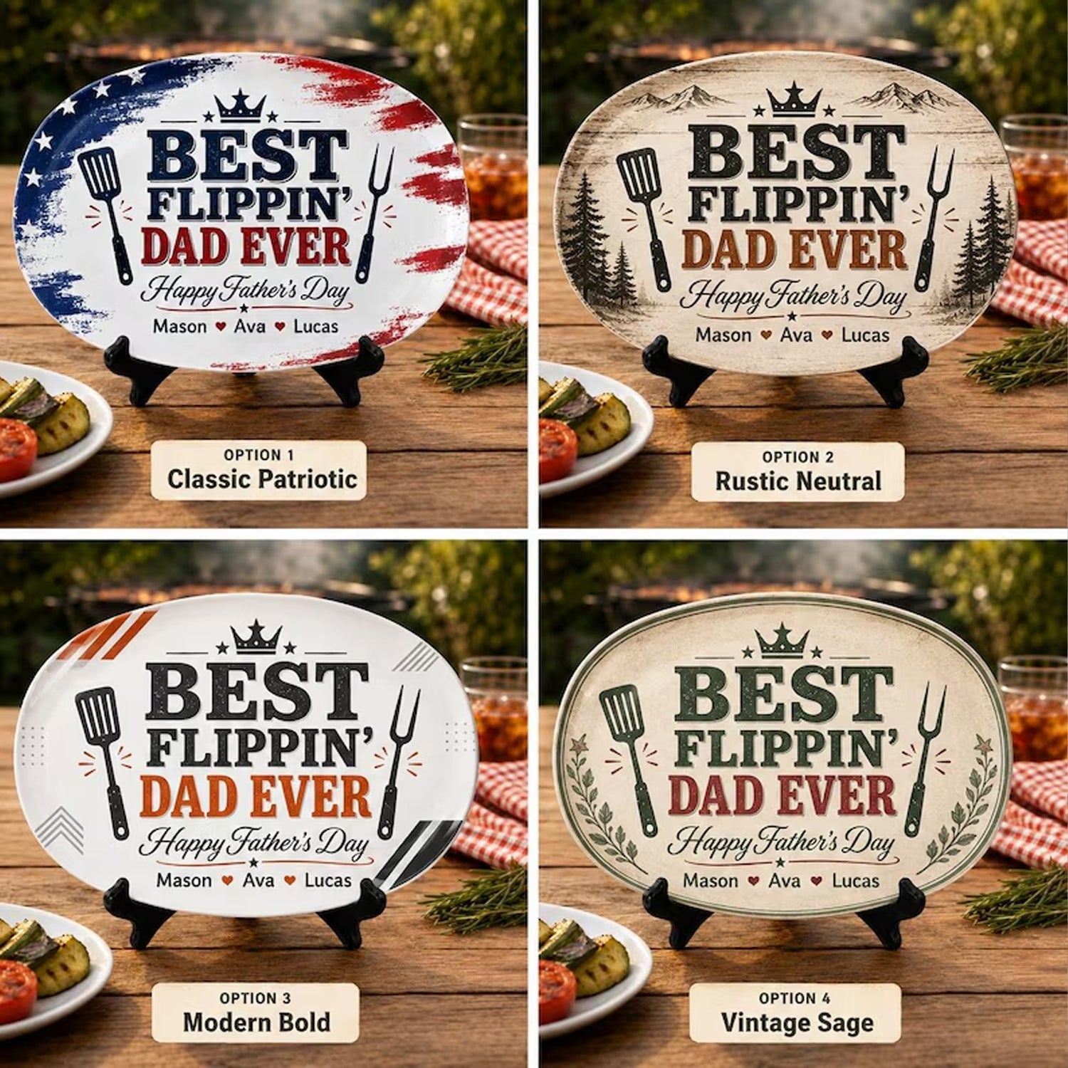Personalized Best Dad Grilling Plate-Gift For Dad