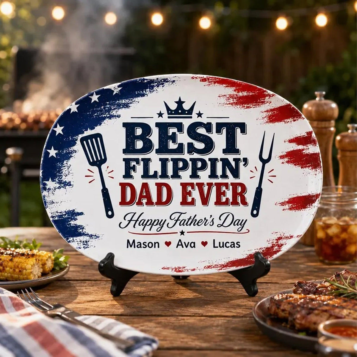 Personalized Best Dad Grilling Plate-Gift For Dad