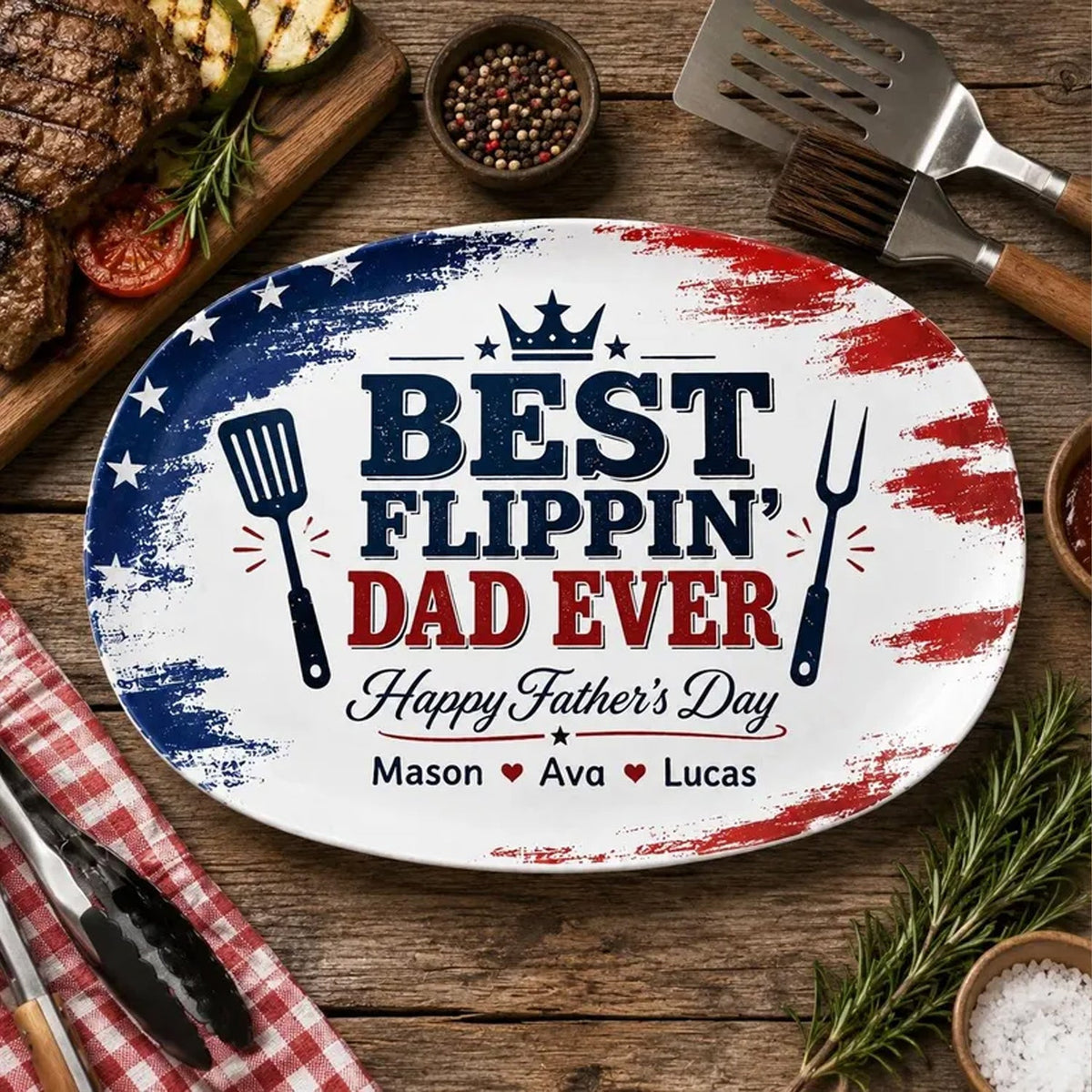 Personalized Best Dad Grilling Plate-Gift For Dad