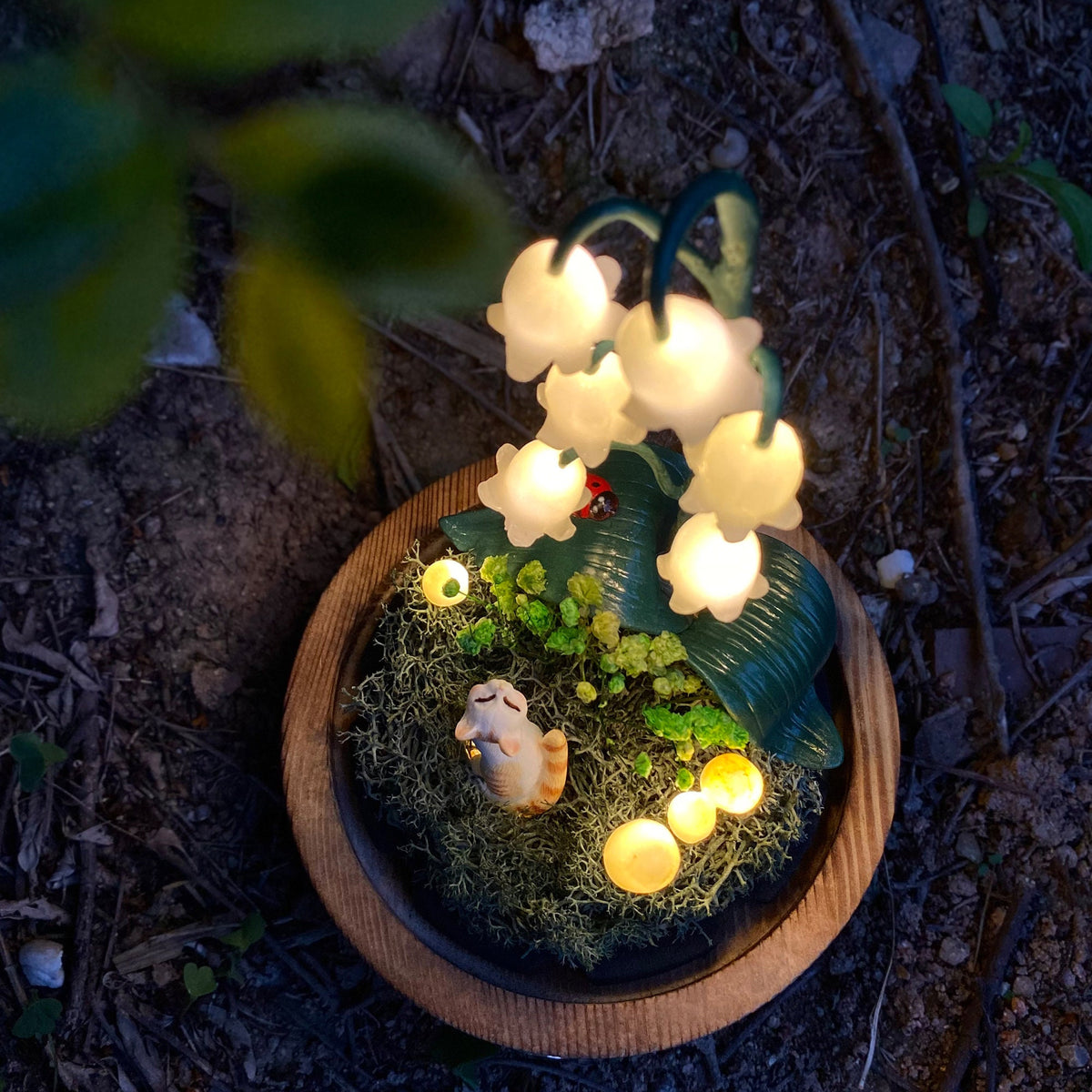 Lily of the Valley&Cat Handmade Night Light-Perfect Gift Idea