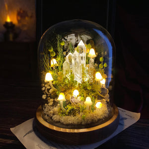 Enchanted Forest Mushroom Lamp, Fantasy Crystal Nightlight