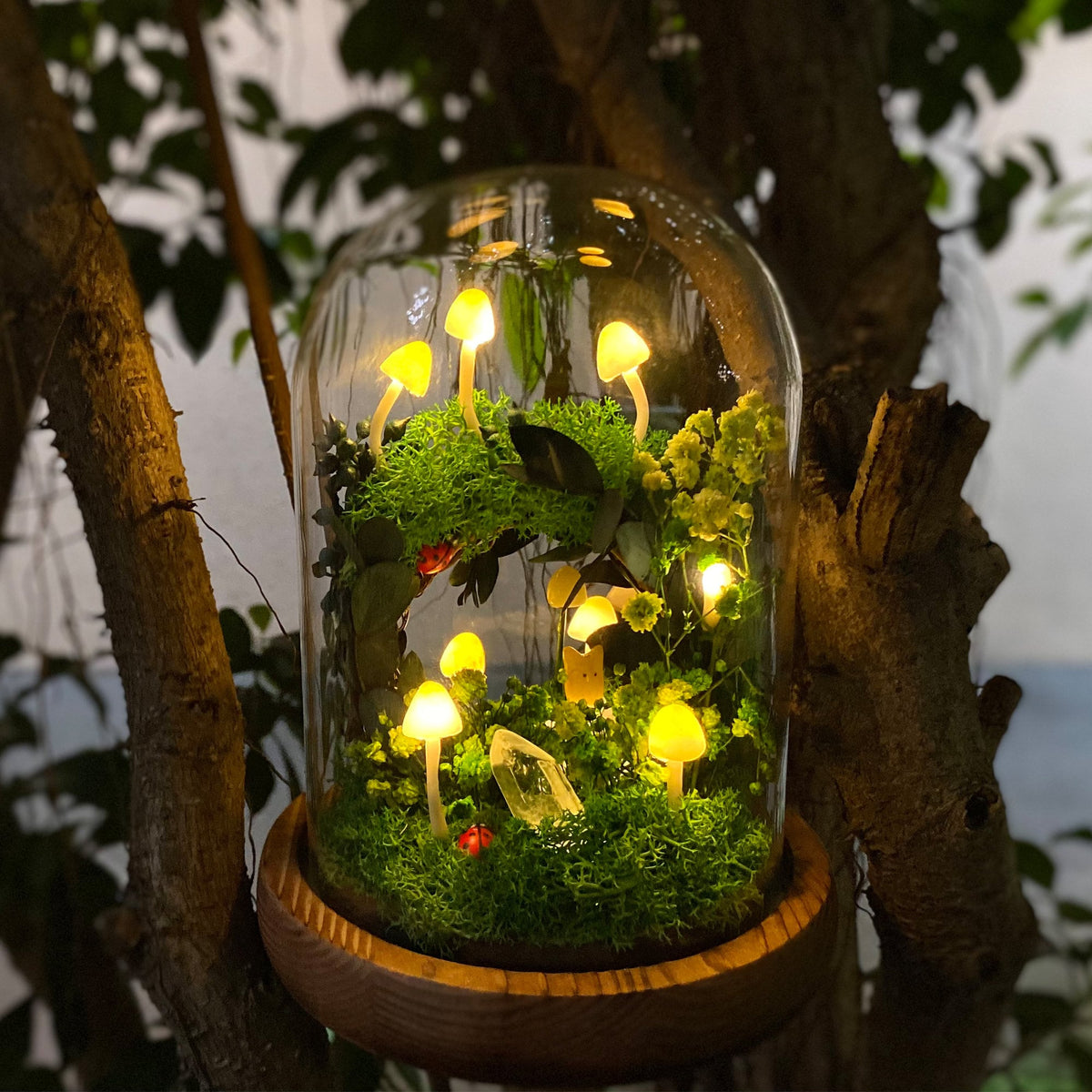 Cute Mushroom Wreath Lamp Crystal Handmade Night Light