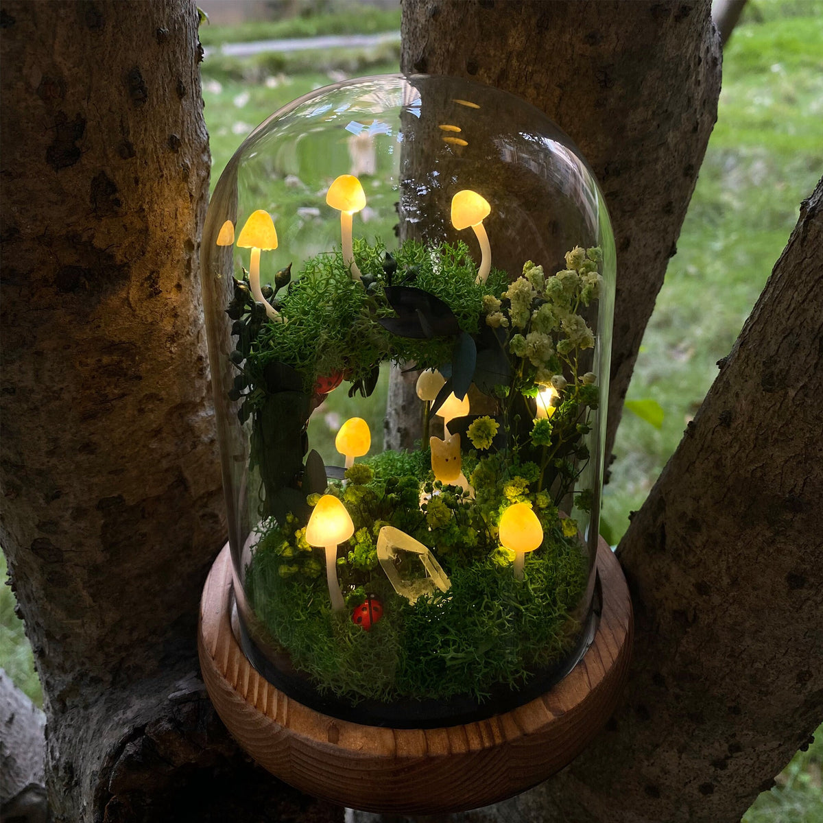 Cute Mushroom Wreath Lamp Crystal Handmade Night Light
