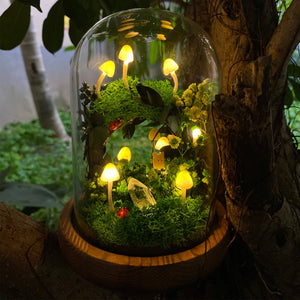 Cute Mushroom Wreath Lamp Crystal Handmade Night Light