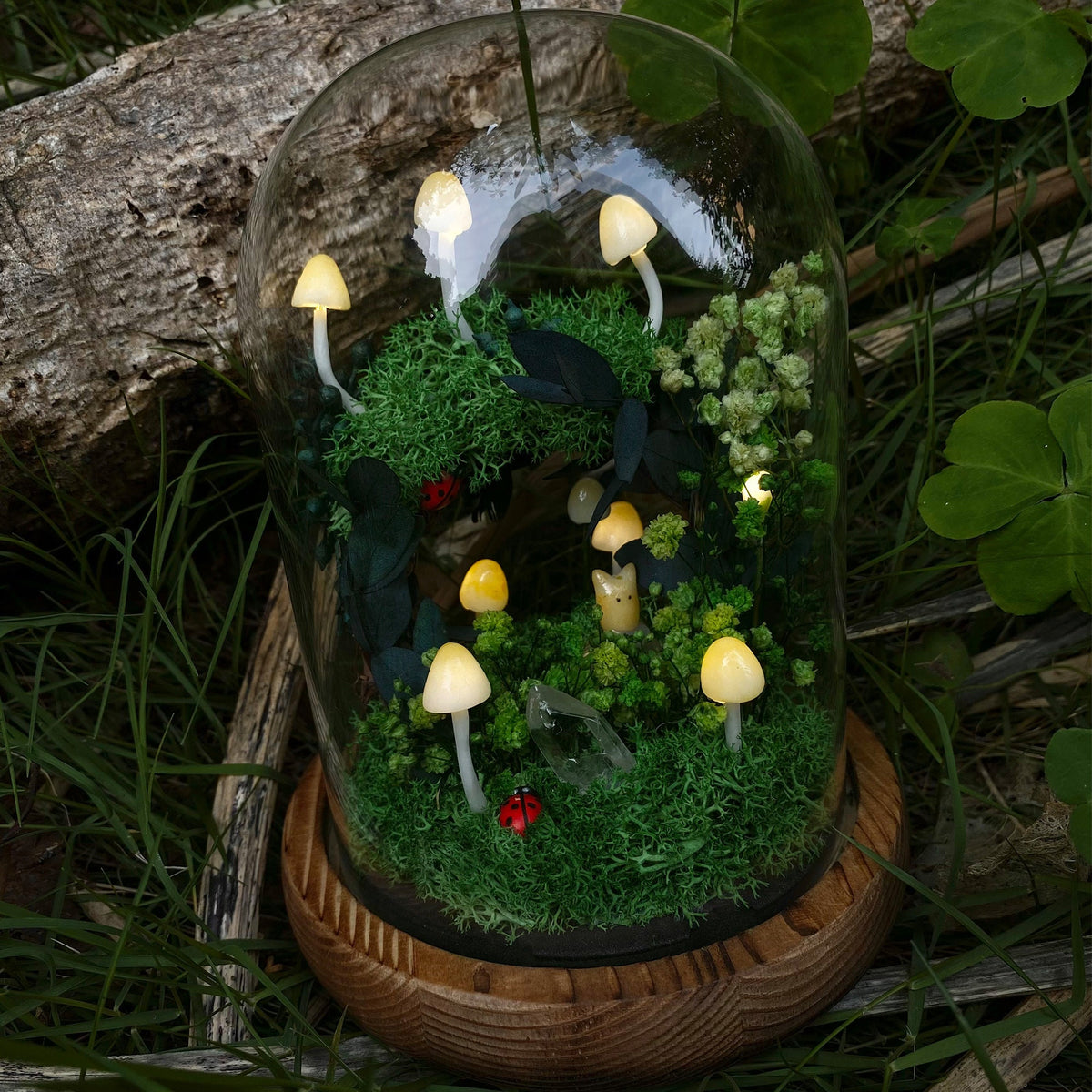 Cute Mushroom Wreath Lamp Crystal Handmade Night Light