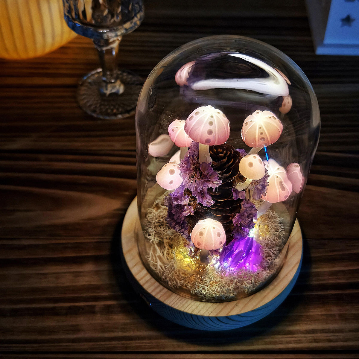 Purple Handmade Mushroom Night Light