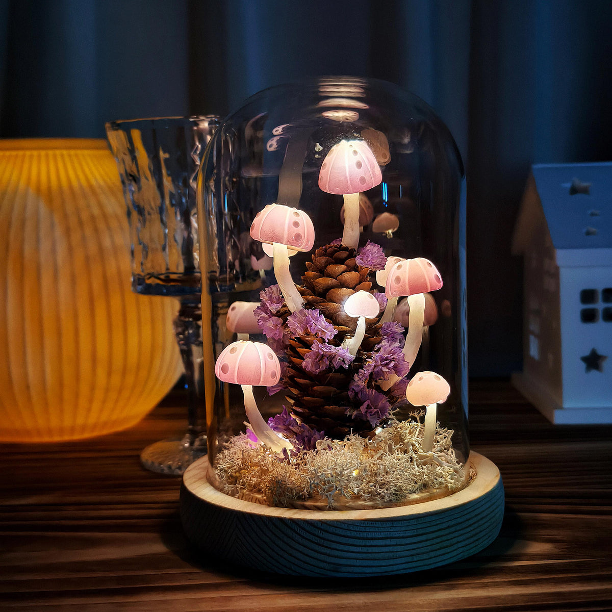 Purple Handmade Mushroom Night Light