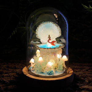 Fairy Tale Mermaid Night Light,Handmade Shell Pearl Light,Enchanted Decor for Bedroom Living Room, Fantasy Mermaid Lamp,Unique Birthday Gift