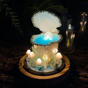 Fairy Tale Mermaid Night Light,Handmade Shell Pearl Light,Enchanted Decor for Bedroom Living Room, Fantasy Mermaid Lamp,Unique Birthday Gift