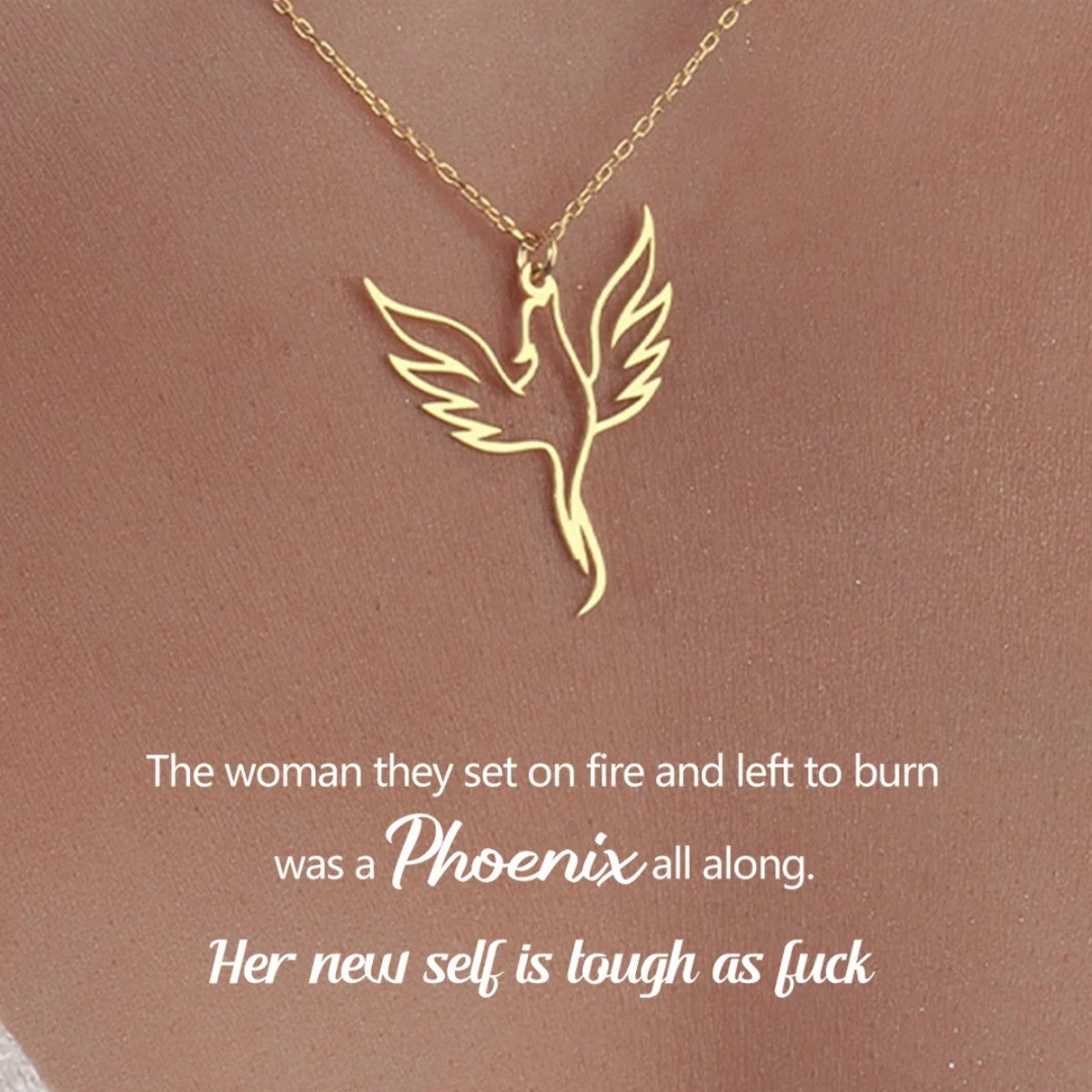 Tough As F*ck Fire Bird Phoenix Necklace