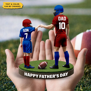 Football Dad And Kid - Personalized Acrylic Plaque, Father's Day Gift for Dad, Gift for Husband