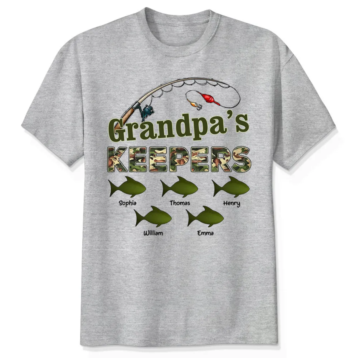 New Release-Grandpa's Keepers Camouflage Pattern Fishing Personalized Shirt