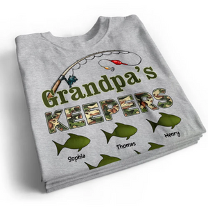 New Release-Grandpa's Keepers Camouflage Pattern Fishing Personalized Shirt