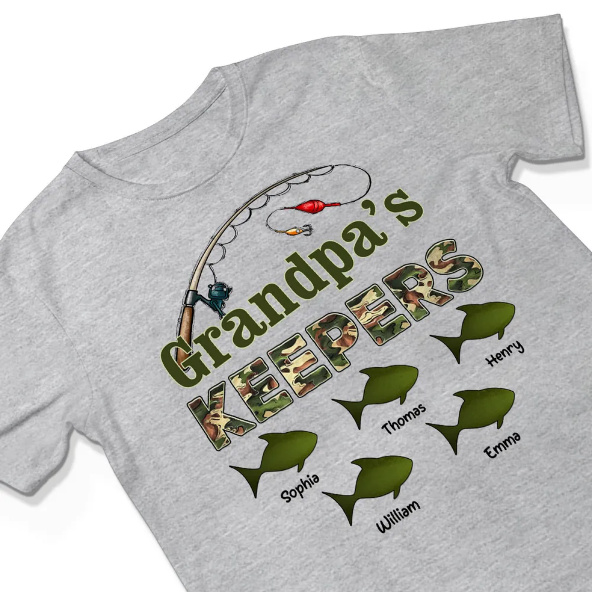 New Release-Grandpa's Keepers Camouflage Pattern Fishing Personalized Shirt