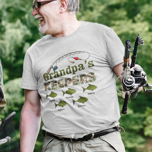 New Release-Grandpa's Keepers Camouflage Pattern Fishing Personalized Shirt