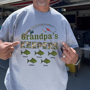 New Release-Grandpa's Keepers Camouflage Pattern Fishing Personalized Shirt