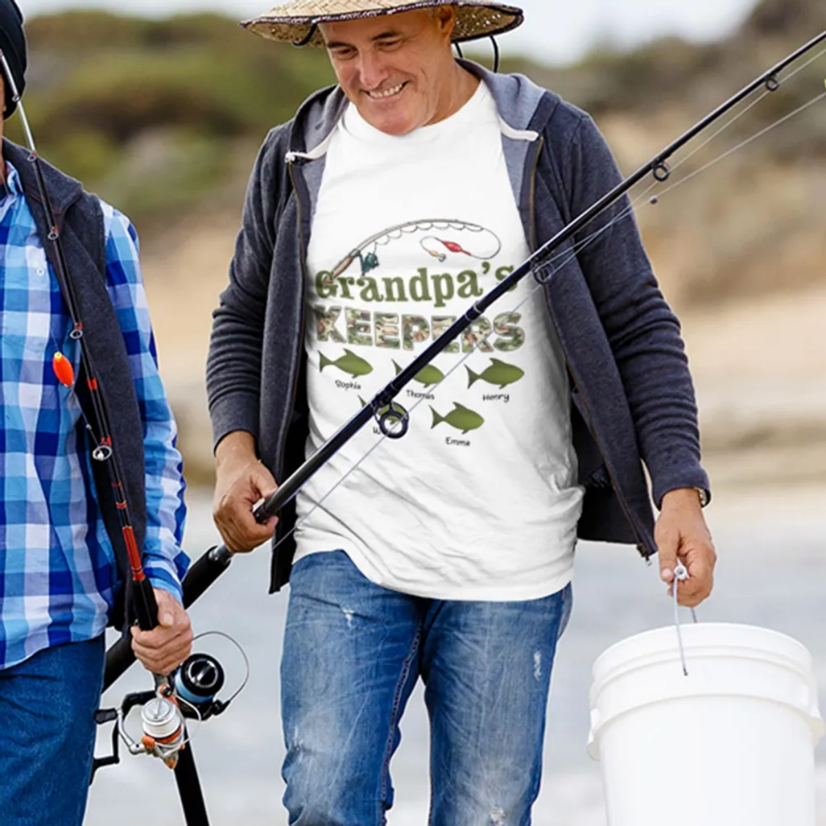 New Release-Grandpa's Keepers Camouflage Pattern Fishing Personalized Shirt
