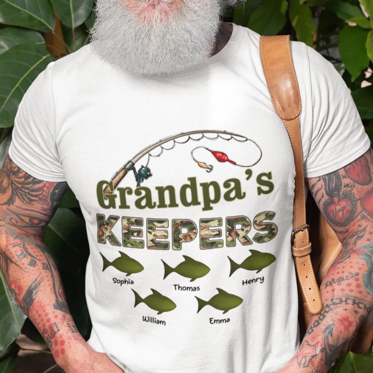 New Release-Grandpa's Keepers Camouflage Pattern Fishing Personalized Shirt