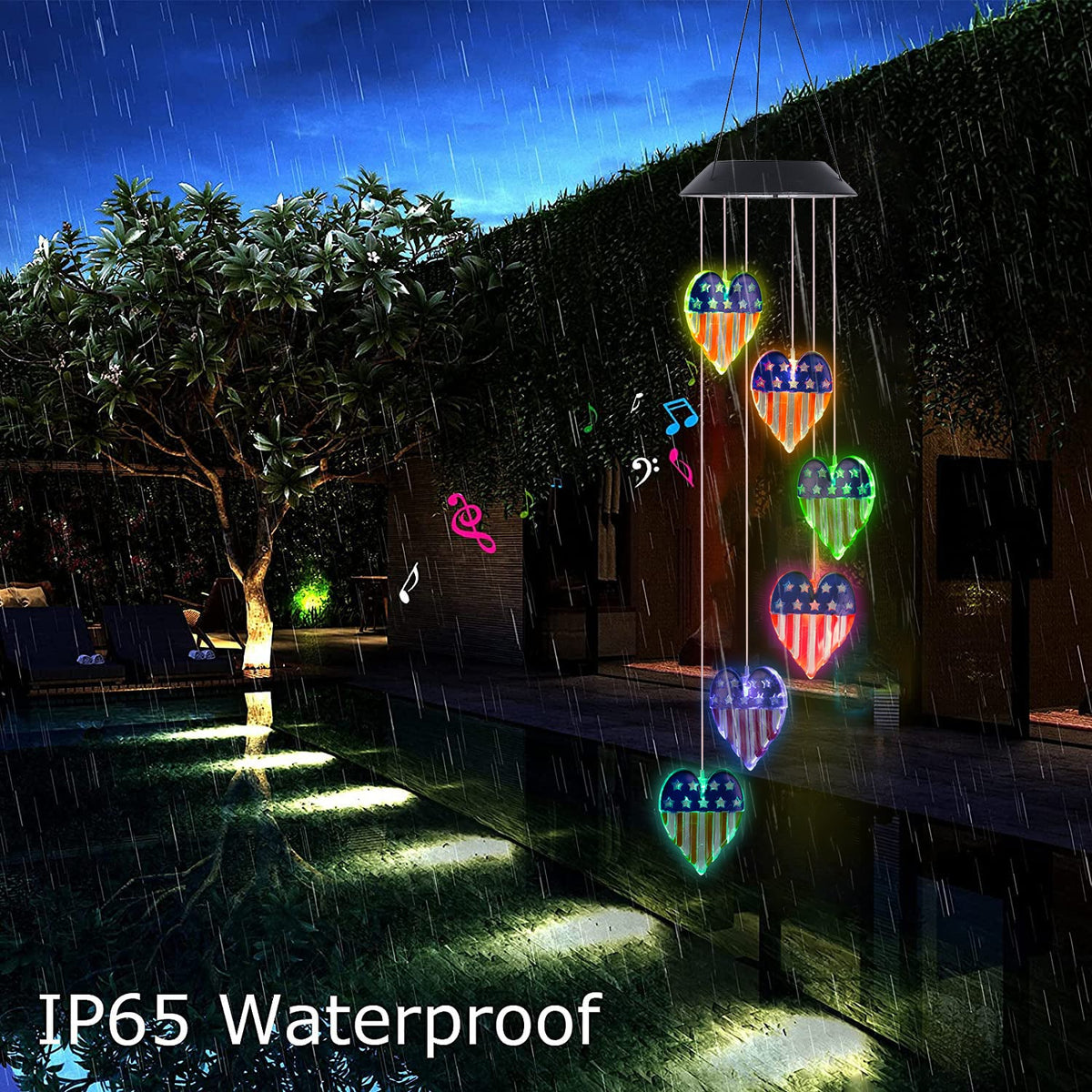 Solar United States Flag Wind Chime Light-Happy Independence Day