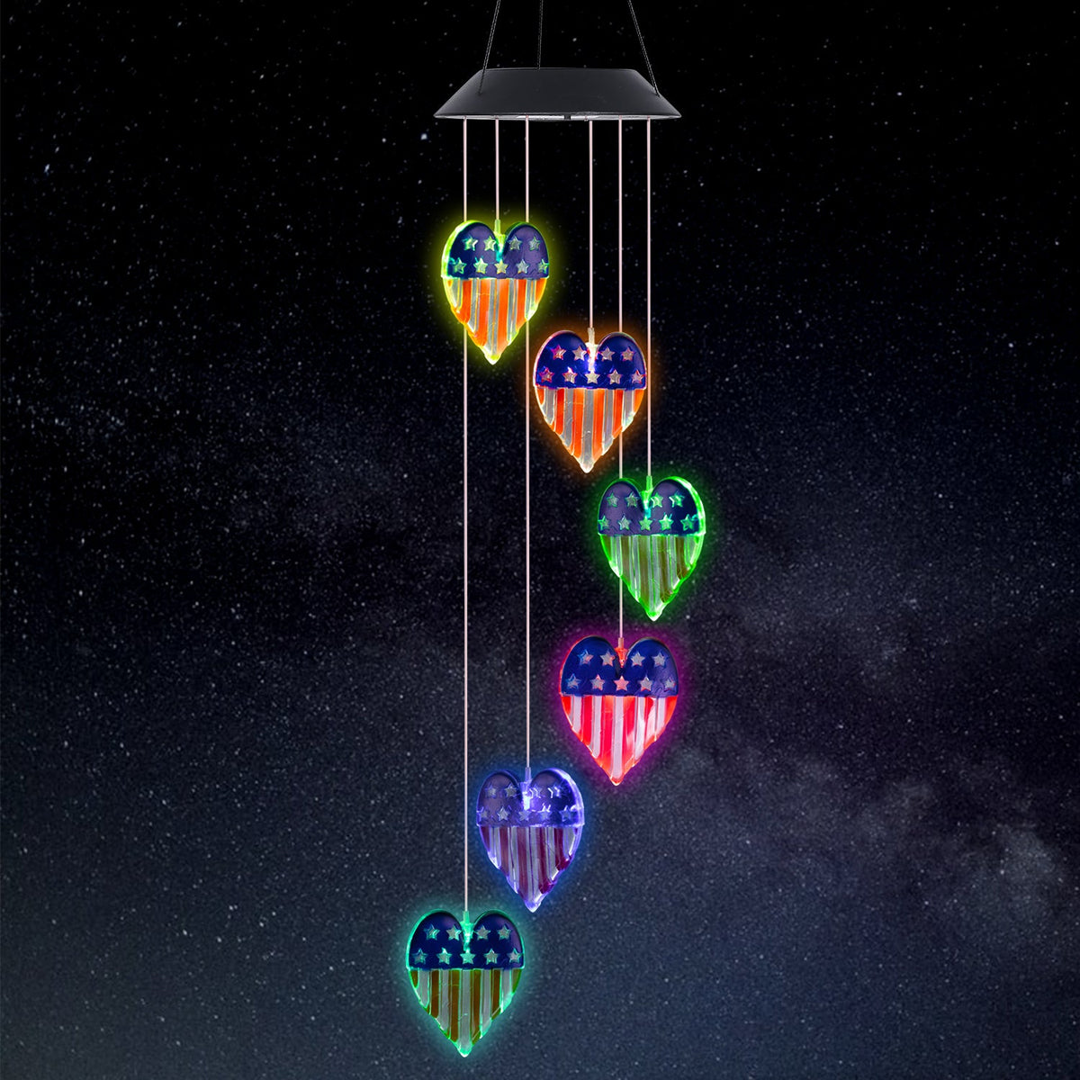 Solar United States Flag Wind Chime Light-Happy Independence Day
