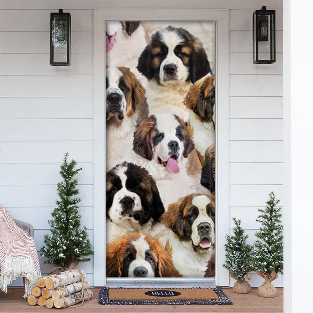 A Bunch Of St. Bernards Door Cover/Great Gift Idea For Dog Lovers