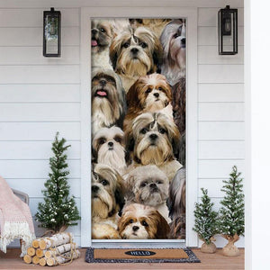 A Bunch Of Shih Tzus Door Cover/Great Gift Idea For Dog Lovers