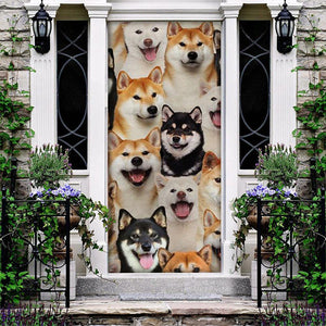 A Bunch Of Shiba Inus Door Cover/Great Gift Idea For Dog Lovers