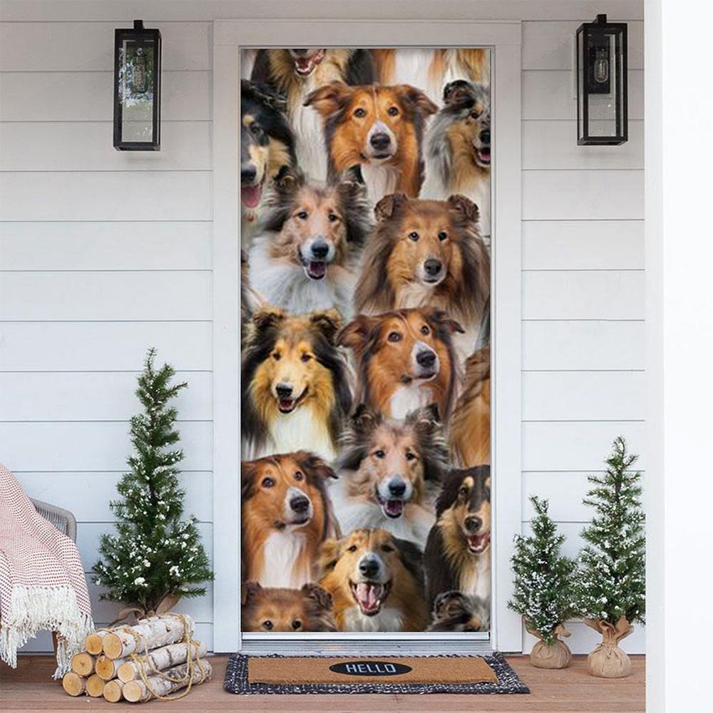 A Bunch Of Rough Collies Door Cover/Great Gift Idea For Dog Lovers