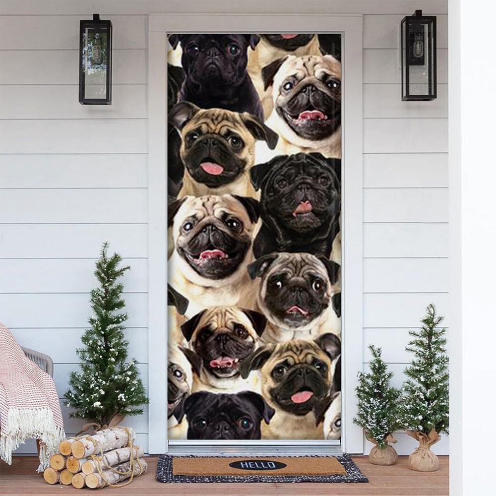 A Bunch Of Pugs Door Cover/Great Gift Idea For Dog Lovers