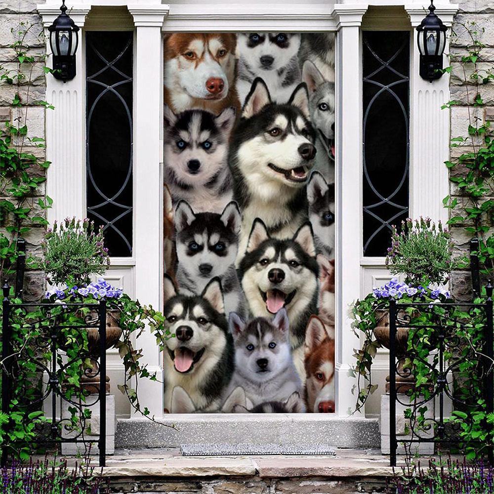 A Bunch Of Huskies Door Cover/Great Gift Idea For Dog Lovers