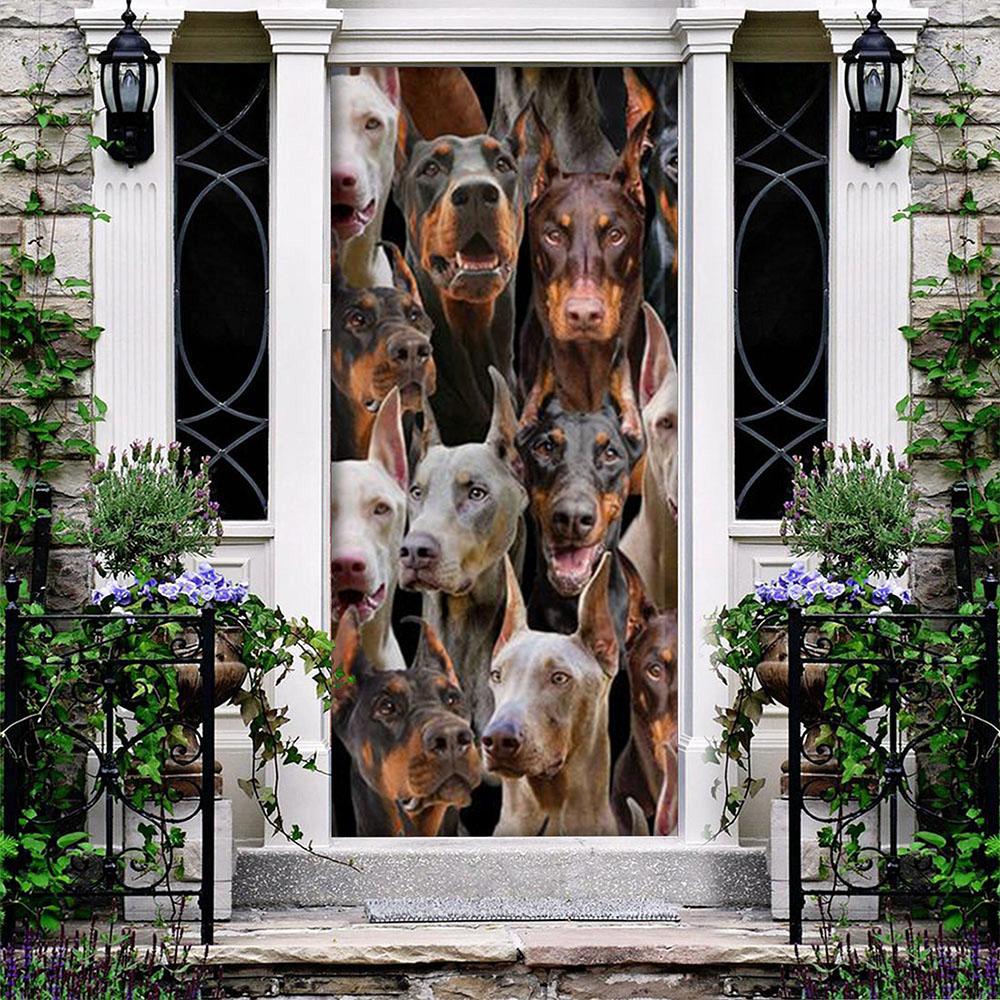 A Bunch Of Doberman Pinchers Door Cover/Great Gift Idea For Dog Lovers