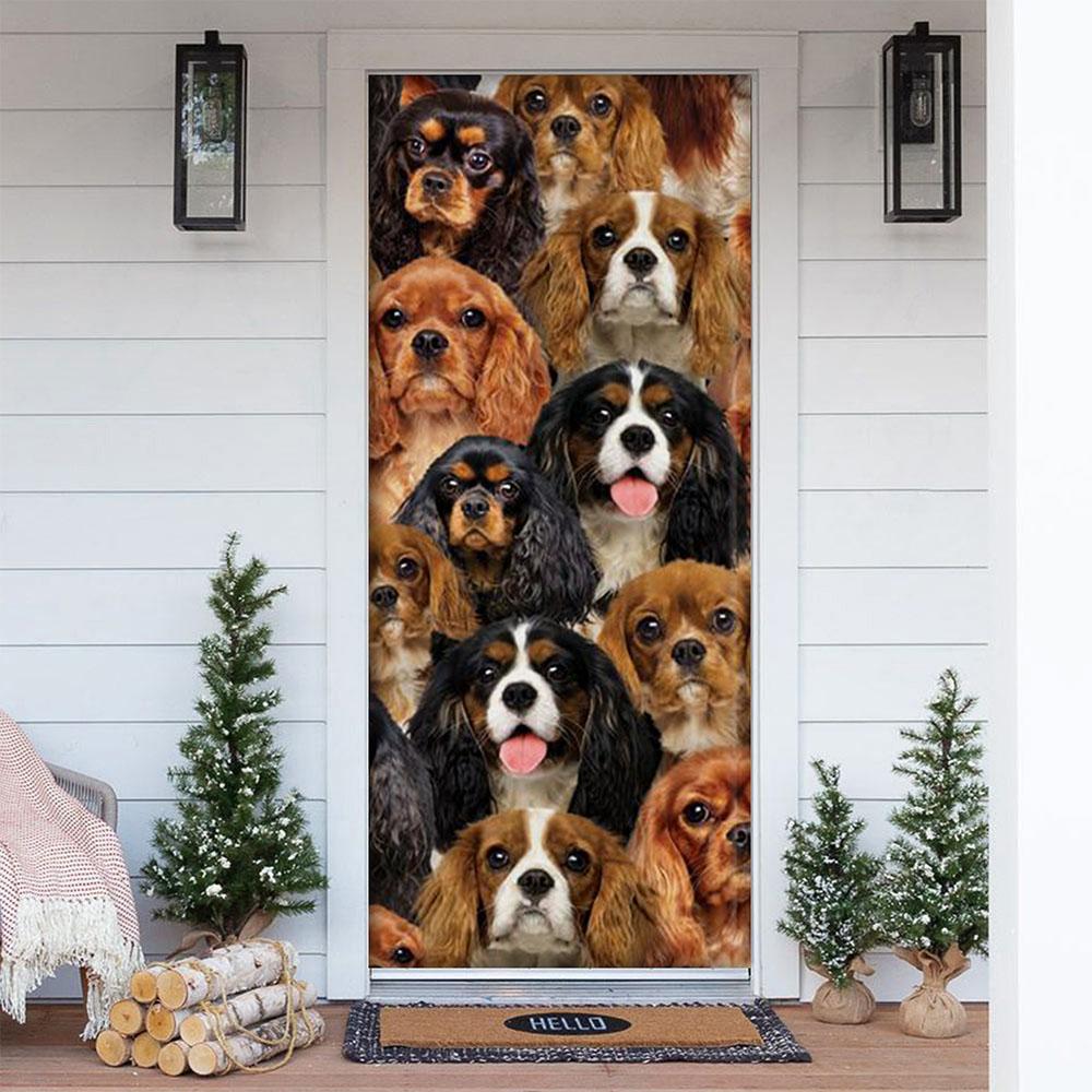 A Bunch Of Cavalier King Charles Spaniels Door Cover/Great Gift Idea For Dog Lovers