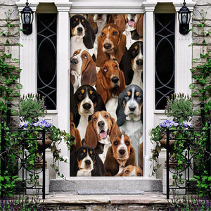A Bunch Of Basset Hounds Door Cover/Great Gift Idea For Dog Lovers