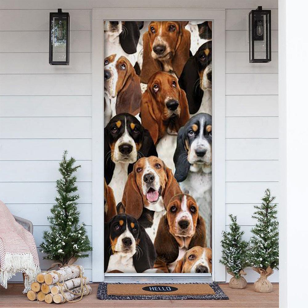 A Bunch Of Basset Hounds Door Cover/Great Gift Idea For Dog Lovers