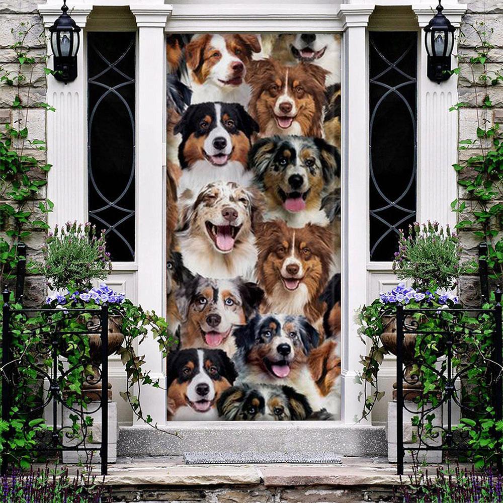 A Bunch Of Australian Shepherds Door Cover/Great Gift Idea For Dog Lovers