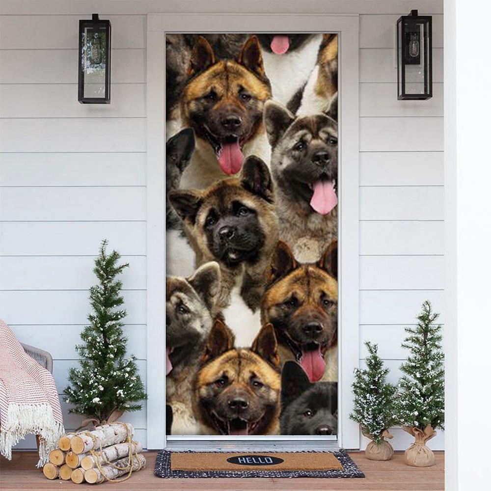 A Bunch Of American Akitas Door Cover/Great Gift Idea For Dog Lovers