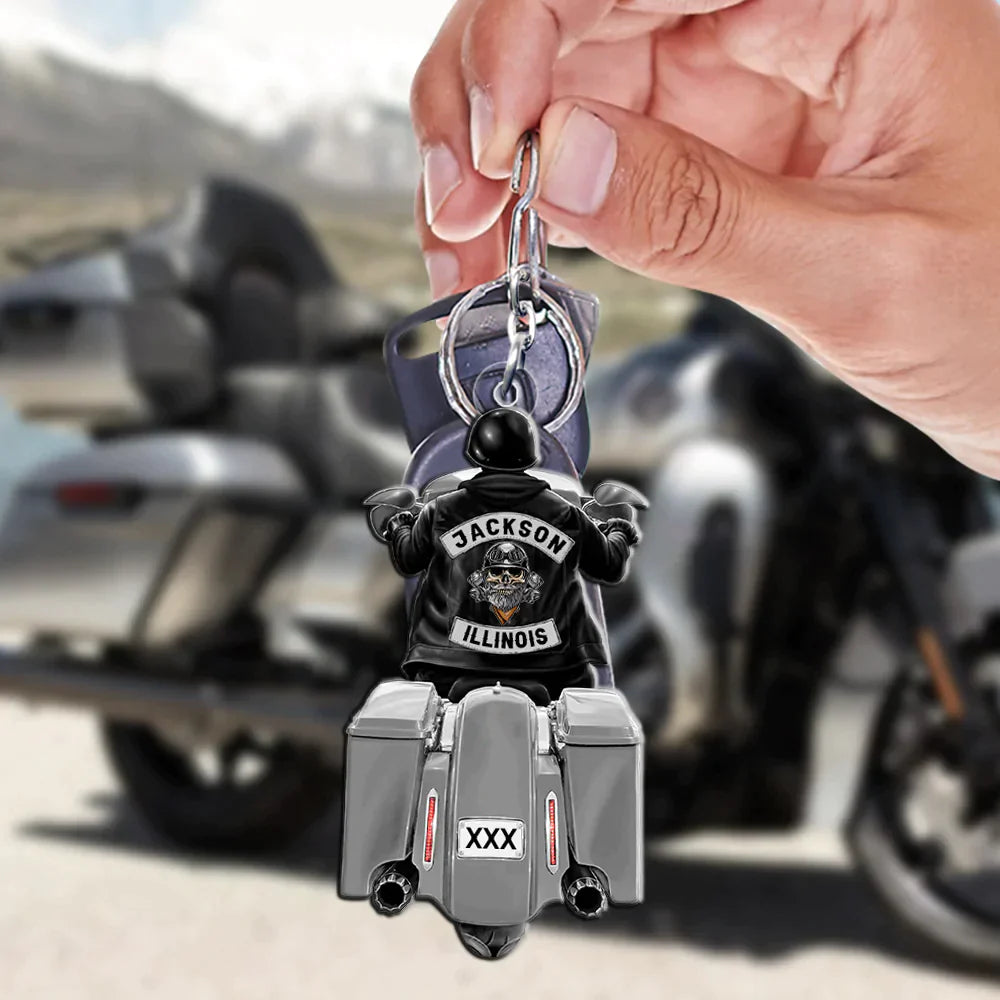 Biker Motorcycle Racing Personalized Keychain