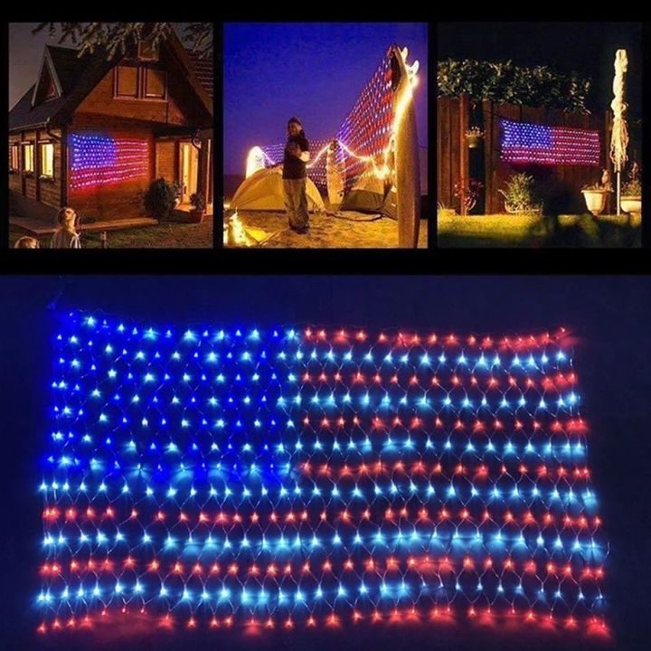 American Flag 420 Led String Lights-large Usa Flag Outdoor Lights