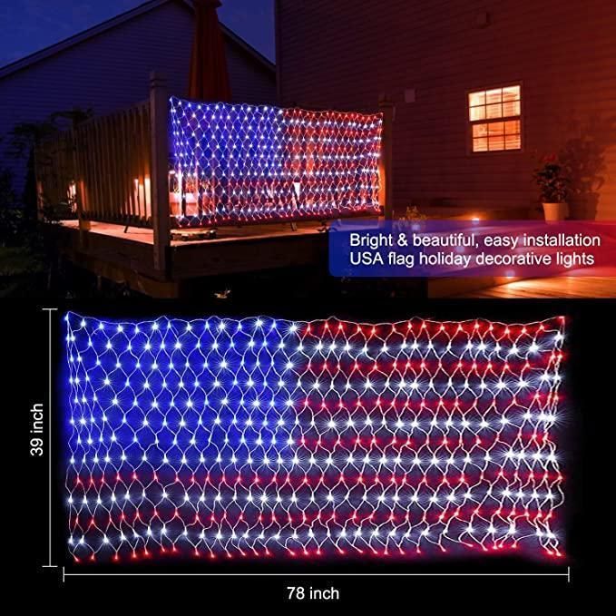 American Flag 420 Led String Lights-large Usa Flag Outdoor Lights